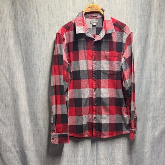 Eddie Bauer Red and Gray Checkered Men's Shirt size large - Picture 1 of 9